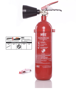 2x MBS-FIRE (MBK) 2kg CO2 Feuerlöscher inkl. Halterung & Plakette